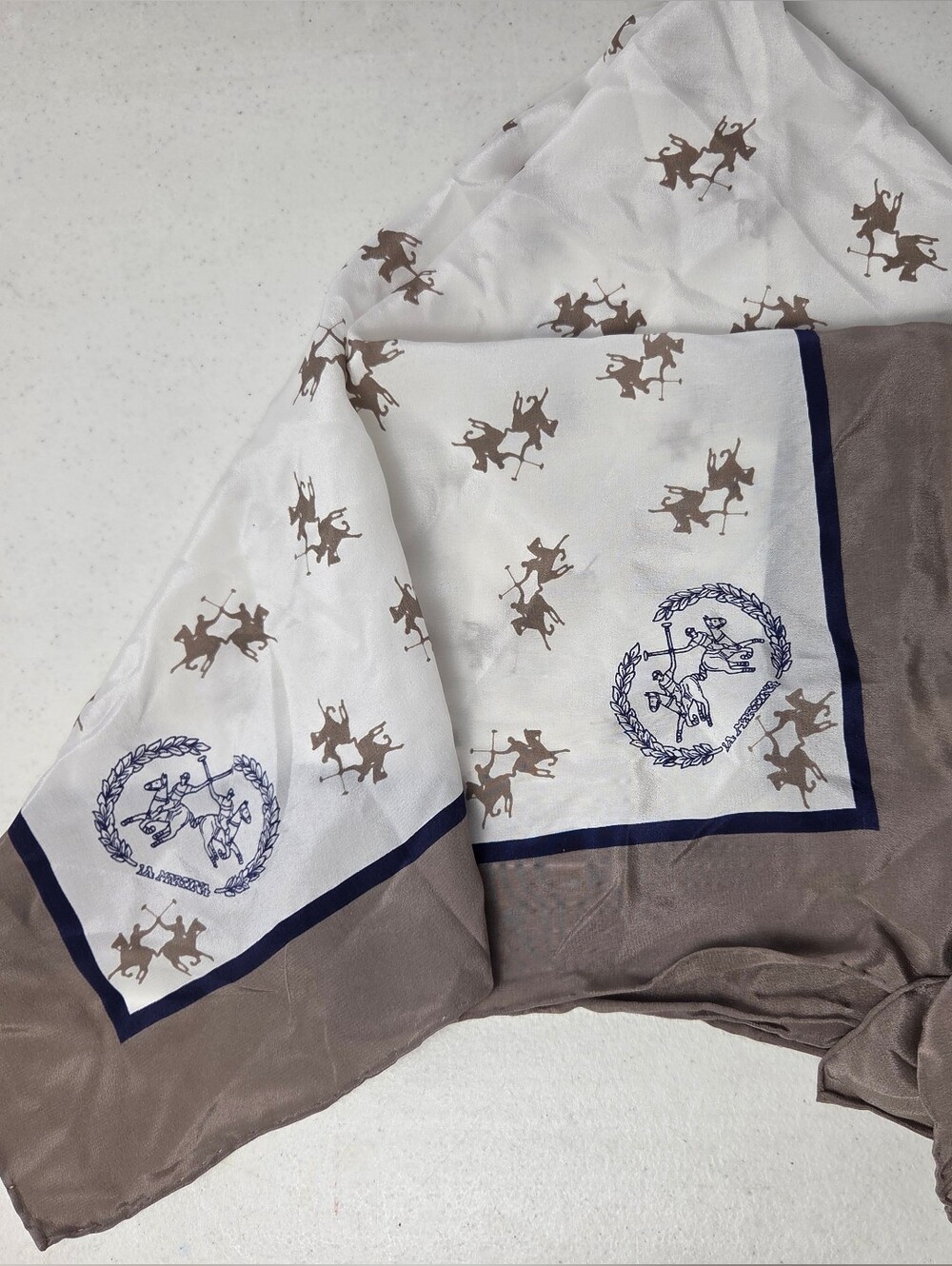 La Martina Saddlery Authentic luxury silk scarf  equestrian Beige